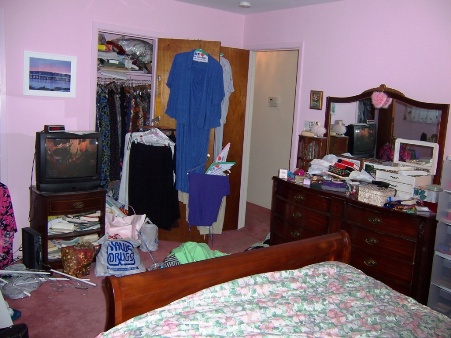 cluttered bedroom